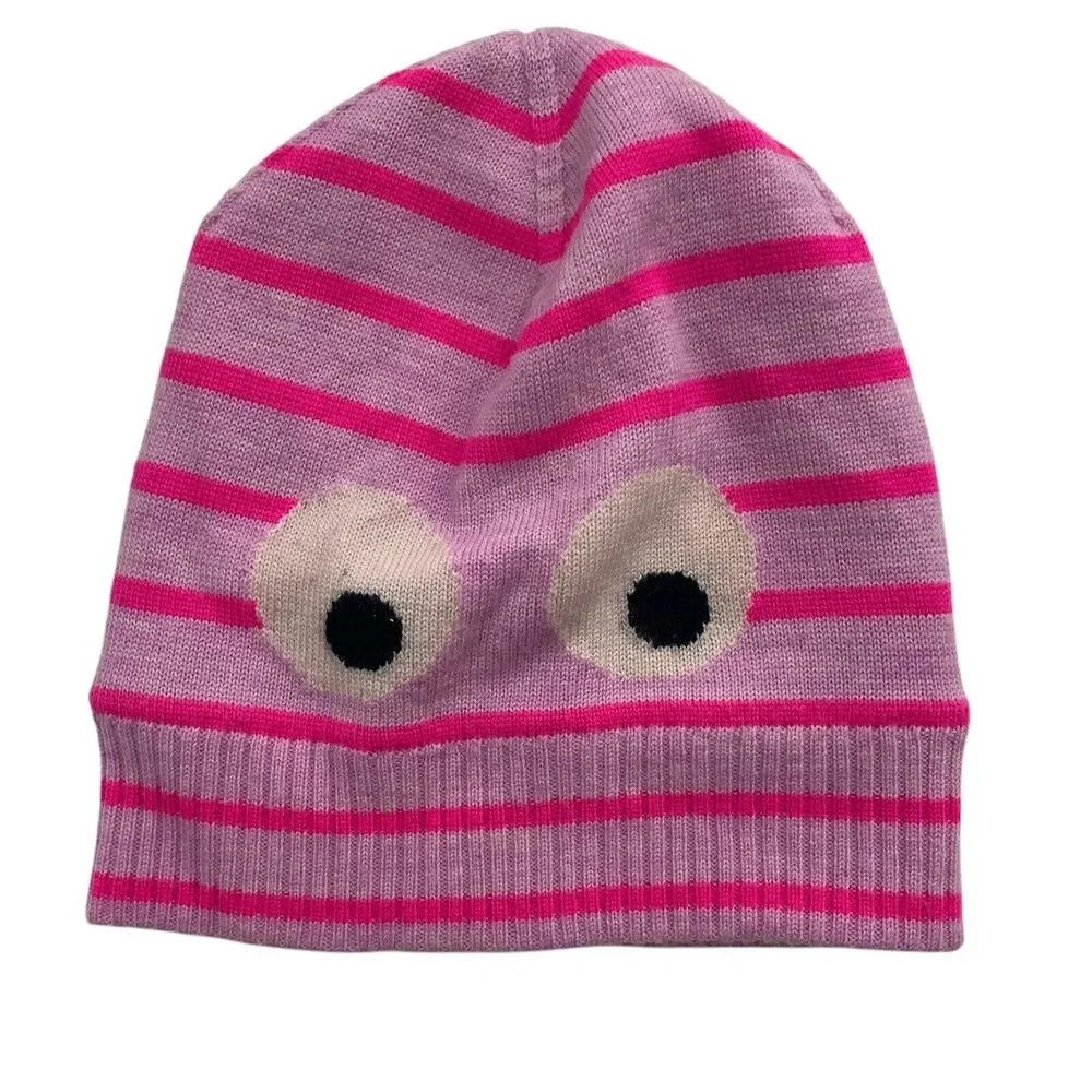 J CREW CREWCUTS Size S/M Classic Max‎ The Monster Beanie Hat Wool Pink Eyes